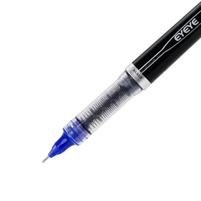 Blue needle-tip rollerballs, 6 blue ink pens, view 2